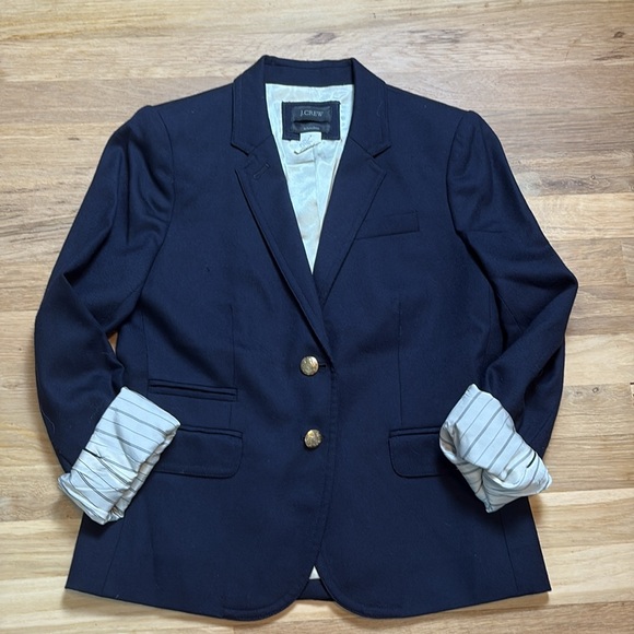 J. Crew Schoolboy Navy Blazer with Gold Buttons and Satin Cream Lining Women’s 6 - Picture 1 of 12